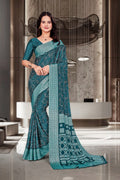 Blue Crepe Corporate Professional Saree - FeministaCrepe