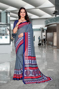 Grey Georgette Professional Office Saree - FeministaGeorgette