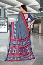 Grey Georgette Professional Office Saree - FeministaGeorgette