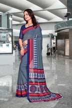 Grey Georgette Professional Office Saree - FeministaGeorgette