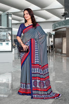 Grey Georgette Professional Office Saree - FeministaGeorgette