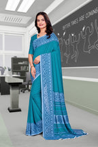Blue Georgette Corporate Professional Saree - FeministaGeorgette