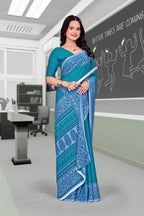 Blue Georgette Corporate Professional Saree - FeministaGeorgette