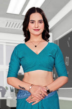 Blue Georgette Corporate Professional Saree - FeministaGeorgette