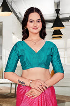 Pink Crepe Professional Teacher Saree - FeministaCrepe