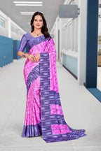 Pink Crepe Professional Teacher Saree - FeministaCrepe