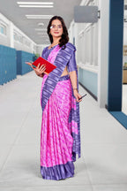 Pink Crepe Professional Teacher Saree - FeministaCrepe
