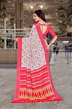 Cream Crepe Professional Teacher Saree - FeministaCrepe