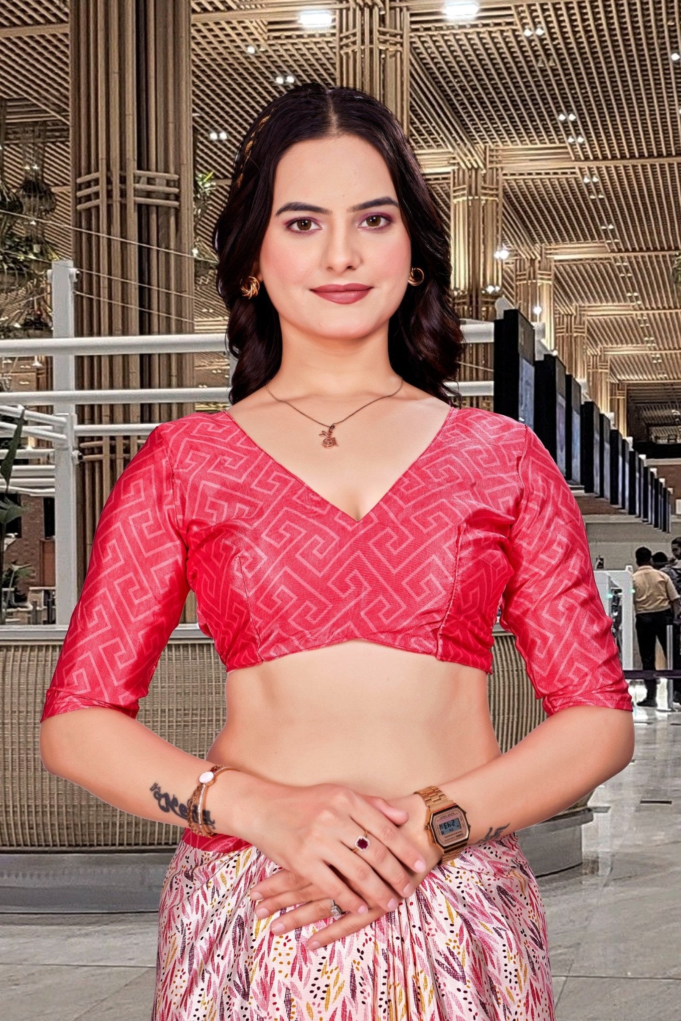 Cream Crepe Professional Teacher Saree - FeministaCrepe