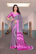 Pink Crepe School Uniform Saree for Teachers - FeministaCrepe