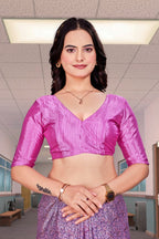 Pink Crepe School Uniform Saree for Teachers - FeministaCrepe