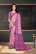 Pink Crepe Business Saree for Professionals - FeministaCrepe