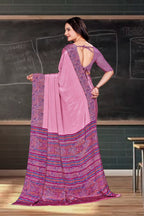 Pink Crepe Business Saree for Professionals - FeministaCrepe