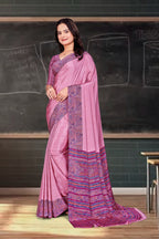 Pink Crepe Business Saree for Professionals - FeministaCrepe