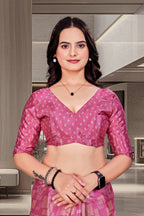 Pink Crepe Reception Staff Uniform Saree - FeministaCrepe