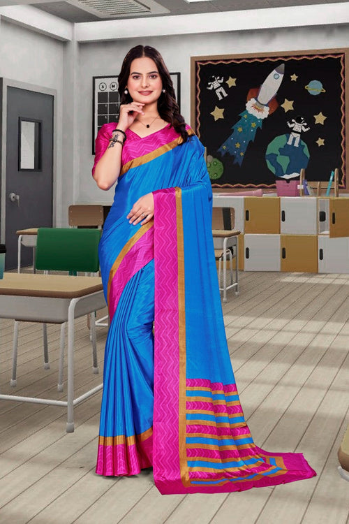 Blue Crepe Business Saree for Professionals - FeministaCrepe
