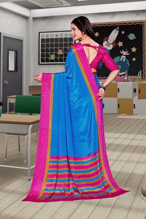 Blue Crepe Business Saree for Professionals - FeministaCrepe