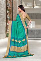 Green Crepe Professional Teacher Saree - FeministaCrepe