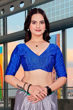 Grey Crepe Professional Office Saree - FeministaCrepe