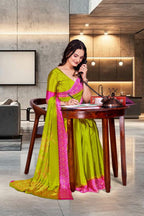 Light Green Crepe Professional Office Saree - FeministaCrepe