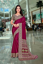 Purple Crepe Professional Teacher Saree - FeministaCrepe