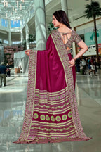 Purple Crepe Professional Teacher Saree - FeministaCrepe