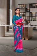 Pink Crepe School Uniform Saree for Teachers - FeministaCrepe