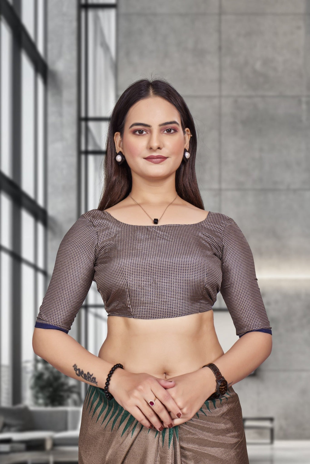 Multicolor Crepe Work Wear Saree for Teachers - FeministaCrepe