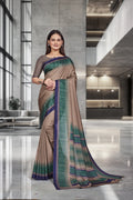 Multicolor Crepe Work Wear Saree for Teachers - FeministaCrepe