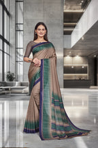 Multicolor Crepe Work Wear Saree for Teachers - FeministaCrepe