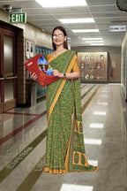 Green Georgette Office Professional Saree - FeministaGeorgette