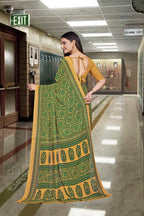 Green Georgette Office Professional Saree - FeministaGeorgette