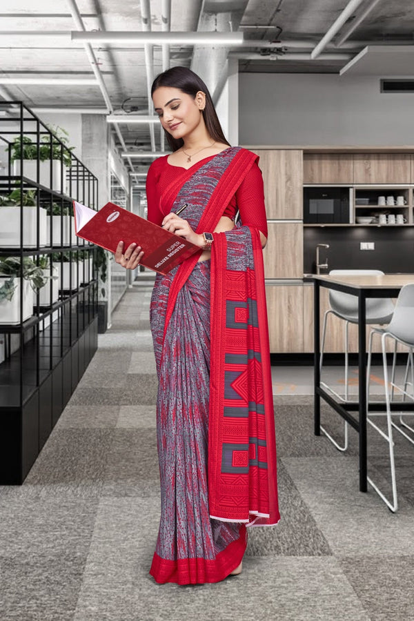 Red Georgette Professional Office Saree - FeministaGeorgette