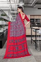 Red Georgette Professional Office Saree - FeministaGeorgette