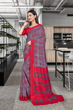 Red Georgette Professional Office Saree - FeministaGeorgette