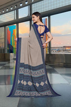 Blue Georgette Workplace Uniform Saree - FeministaGeorgette