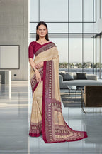 Beige Georgette Professional Office Saree - FeministaGeorgette