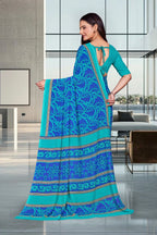 Blue Georgette Professional Office Saree - FeministaGeorgette