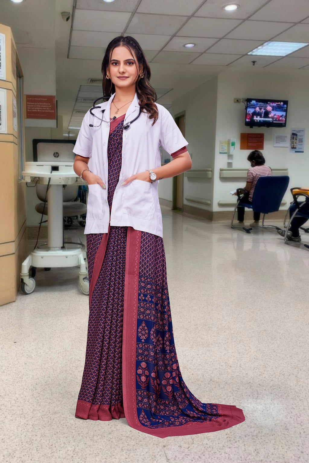 Pink Georgette Corporate Professional Saree - FeministaGeorgette