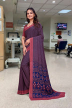 Pink Georgette Corporate Professional Saree - FeministaGeorgette
