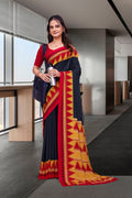 Black Georgette Business Saree for Professionals - FeministaGeorgette