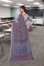 Grey Georgette Professional Office Saree - FeministaGeorgette