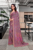 Multicolor Georgette Professional Office Saree - FeministaGeorgette