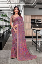 Multicolor Georgette Professional Office Saree - FeministaGeorgette