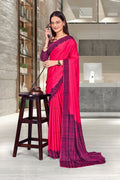 Pink Crepe Professional Teacher Saree - FeministaCrepe
