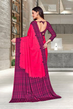 Pink Crepe Professional Teacher Saree - FeministaCrepe