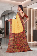 Yellow Crepe Professional Teacher Saree - FeministaCrepe