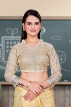 Yellow Cotton Silk Professional Saree for Educators - FeministaCotton Silk