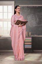 Pink Cotton Silk Formal Professional Saree - FeministaCotton Silk