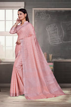 Pink Cotton Silk Formal Professional Saree - FeministaCotton Silk